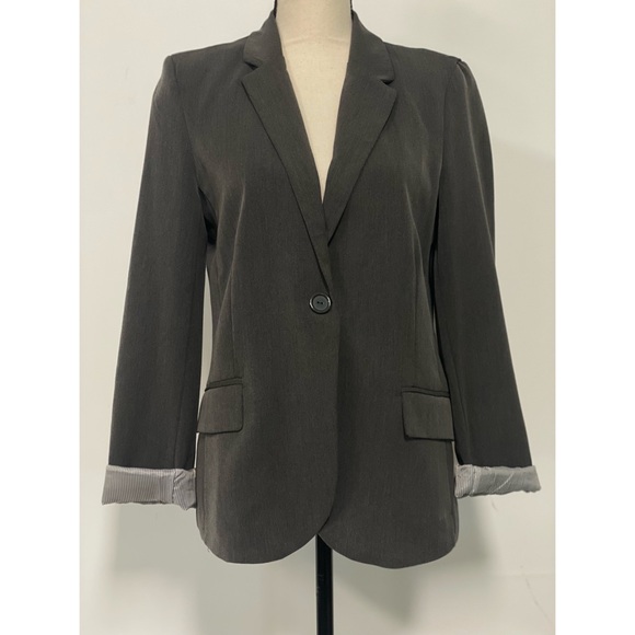 Ambiance Jackets & Blazers - Ambiance Rolled Cuff Blazer Gray Size M